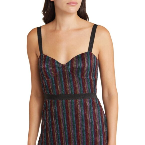 Saylor Aviva Dress in Rainbow Small New Womens Metallic Knit Midi - Picture 10 of 15